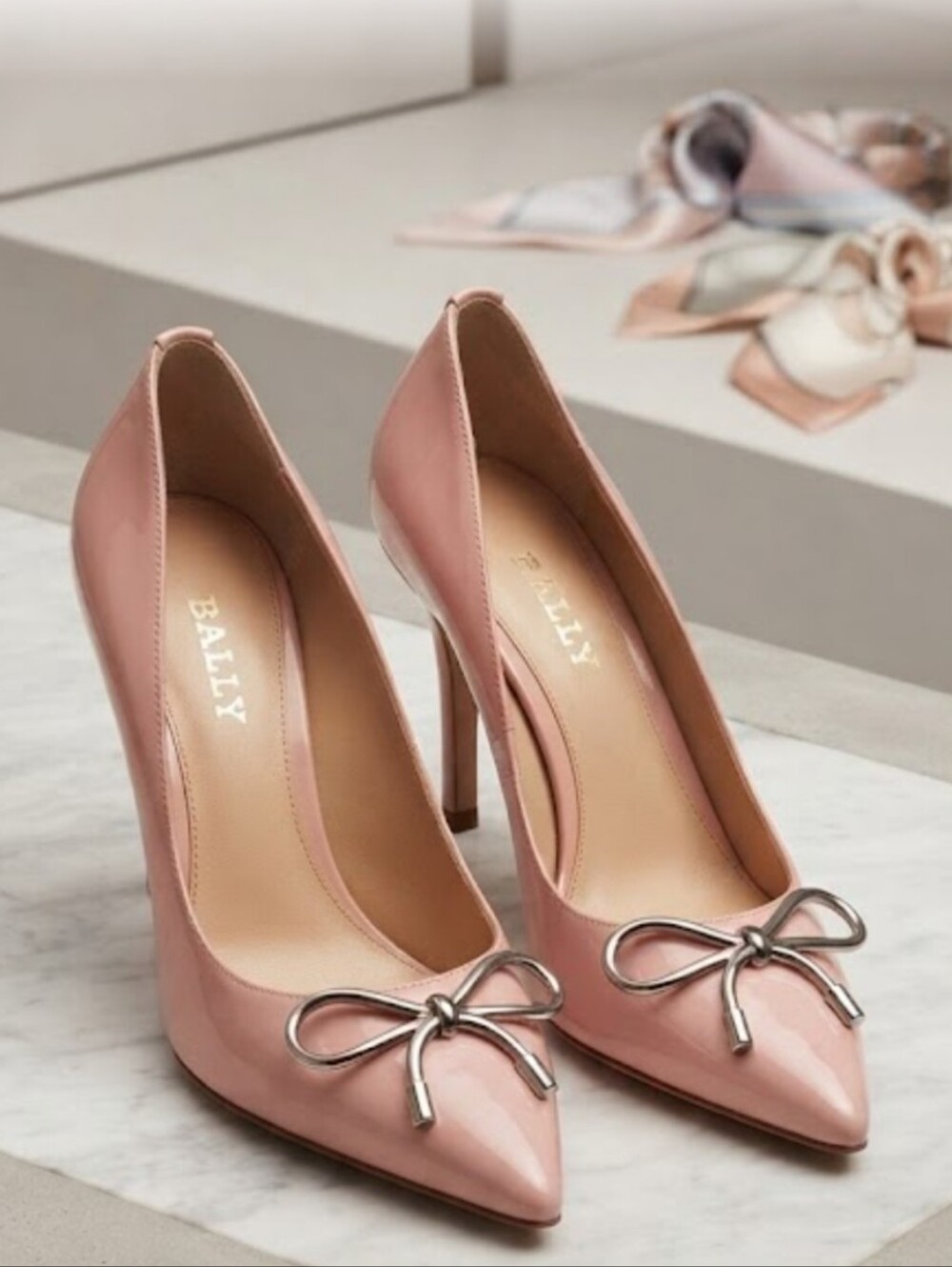 Bally Pink Pointed-Toe Bow Pumps